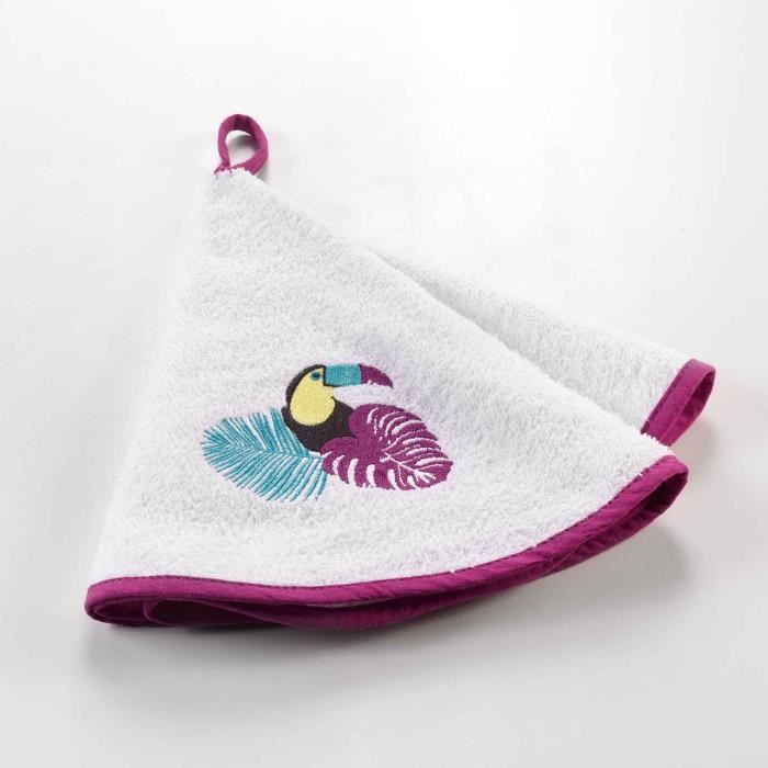 CDaffaires essuie-main rond (0) 60 cm eponge brodee hawaina