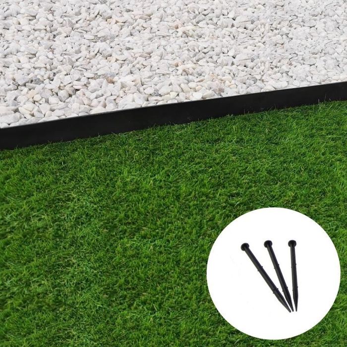 Bordure de jardin droite noire - 4,5 cm x 10 mètres avec 50 piquets d'ancrage