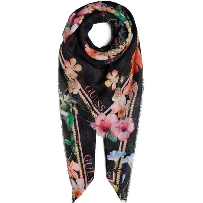 Foulard Noir à fleurs Femme Guess 130x130