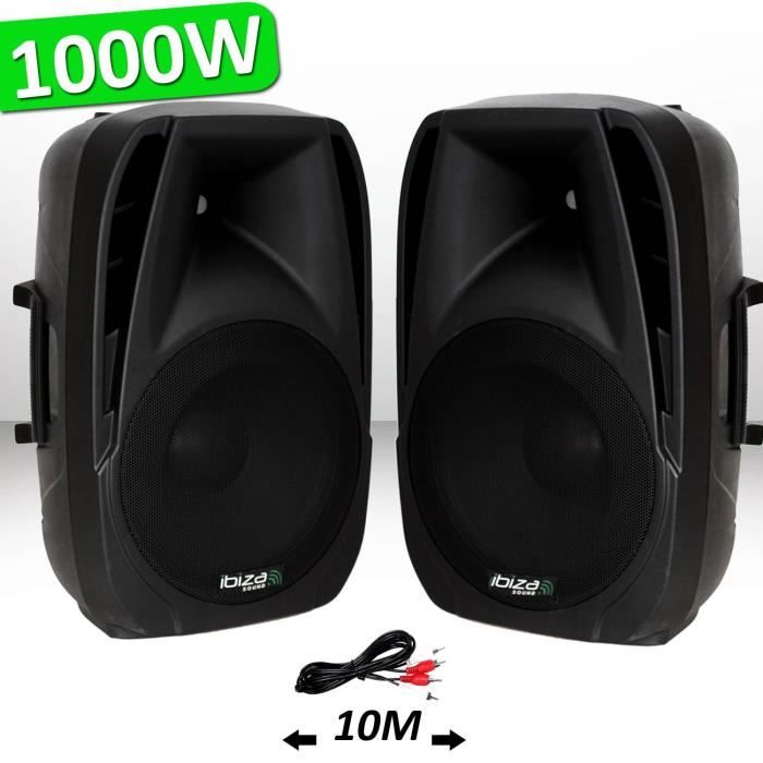 Système Actif Amplifié 1000W Paire d'enceintes Sonorisation Musiciens DJ USB Bluetooth MP3 THERMO MOULEE BT15