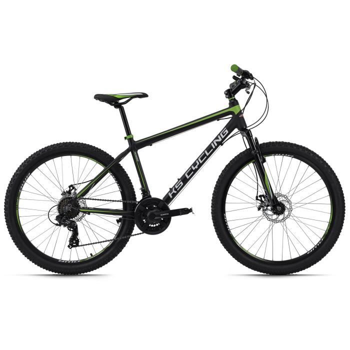 Vélo VTT Semi-Rigide 26'' - KS CYCLING - Xceed - Unisexe - 21 Vitesses - Noir-Vert - Taille de Cadre 42 cm