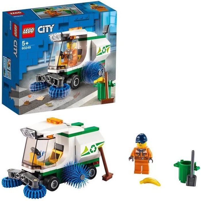 LEGO® City 60249 La balayeuse de voirie avec chauffeur, Ensembles de voitures Jouet Camion Poubelle pour Enfants de 5 ans et +