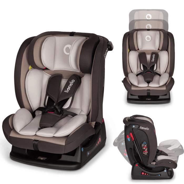 LIONELO Aart siège auto bébé de 0 à 36 kg, groupe 0/1/2/3, ceintures de sécurité à 5 points, option dos à la route, Beige