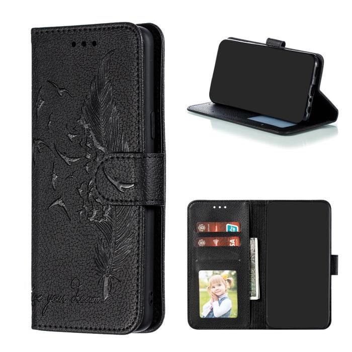 Etui Samsung Galaxy S9 Portefeuille Cuir Multifonction Housse Fermeture Magnétique à Clapet Anti-Choc (Noir)