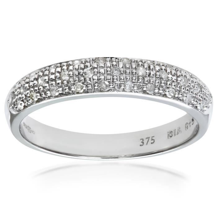 Revoni Bague alliance Diamant Or Blanc 375° Femme: Poids du diamant : 0.15 ct - CD-PR04827W-R
