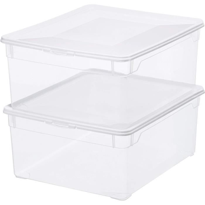 ROTHO Rotho Lot de 2 Pull Clear Box 18 L Couverture QR Code AppMyBox-2 x 18 L. Volume (Lxlxh) 40x33,5x17 cm Boîte de rangement trans