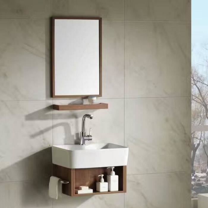 Ensemble Petit Meuble de Salle de Bain - Bois - 48x37 cm - Evoc