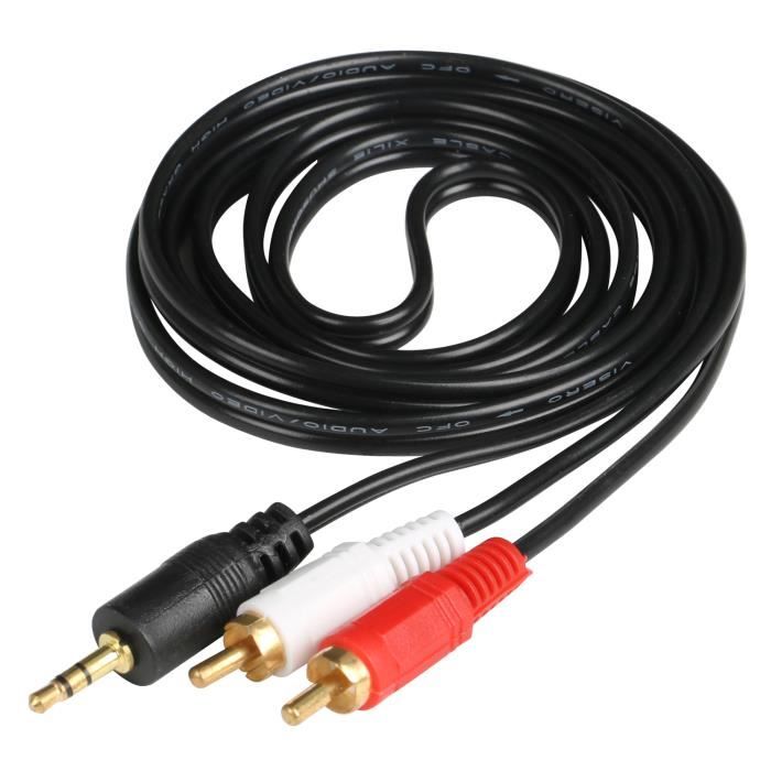 TRIXES Câble Stéréo RCA Phono Rouge Blanc à Mâle 3.5 mm Jack 1.5 Mètre