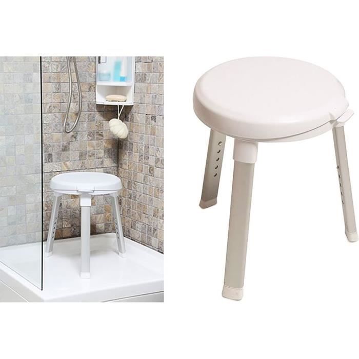 Tabouret de douche VITAEASY avec assise rotative - Assise pivotant à 360° - Diamètre assise : 35 cm - Blanc