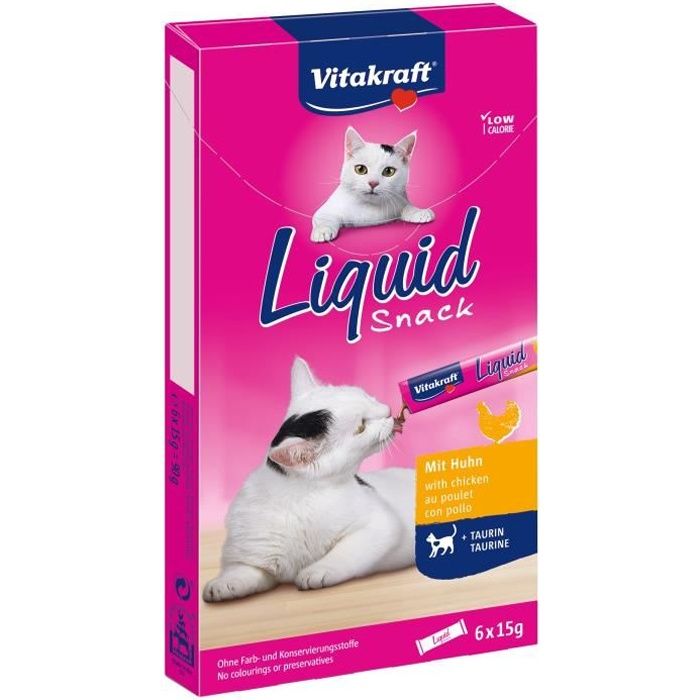 VITAKRAFT Liquid Snack au Poulet - Friandise liquide pour chat - 6 sachets de 15g