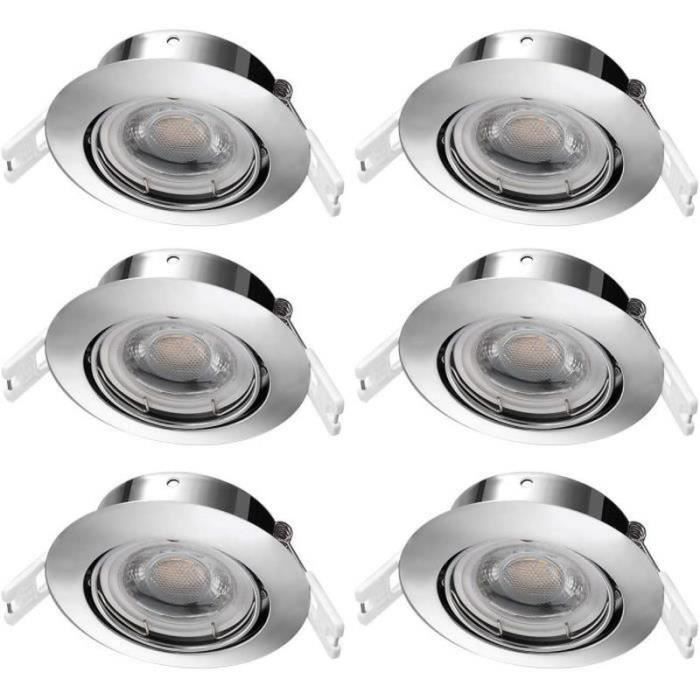 QQ37025-DaSinKo Lot de 6 spots LED encastrables à encastrer au plafond, ultra plats, spots LED encastrables,angle réglable,600lm B