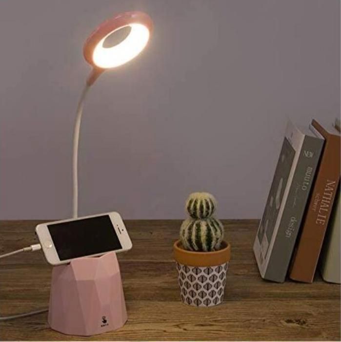 Lampe de Bureau Lampe de Bureau Led Dimmable Lampe de Table pour Protéger les Yeux des Enfants avec 3 Modes déclairage (rose)