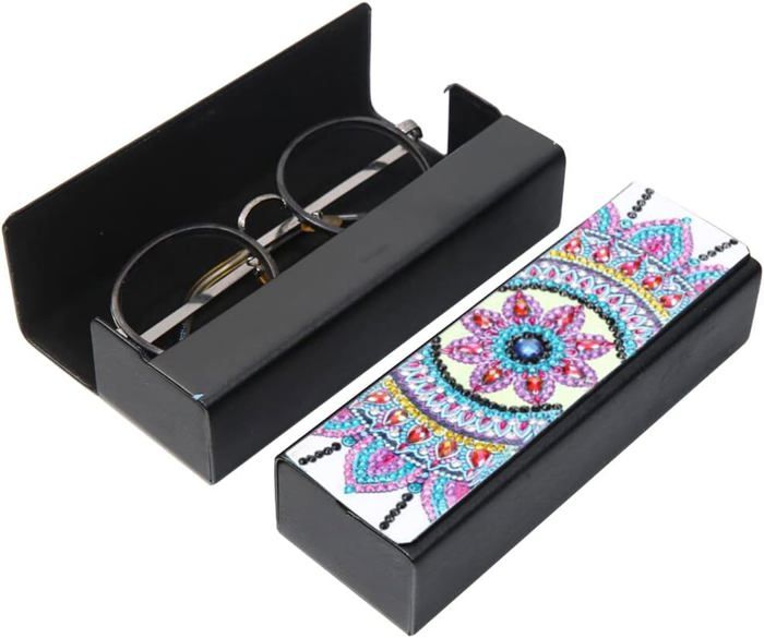 Uposao Étui Lunettes Cuir PU DIY 5D Diamond Painting – Boîte à Lunettes Magnétique Personnalisable, Idéal Pour Femmes Et Filles