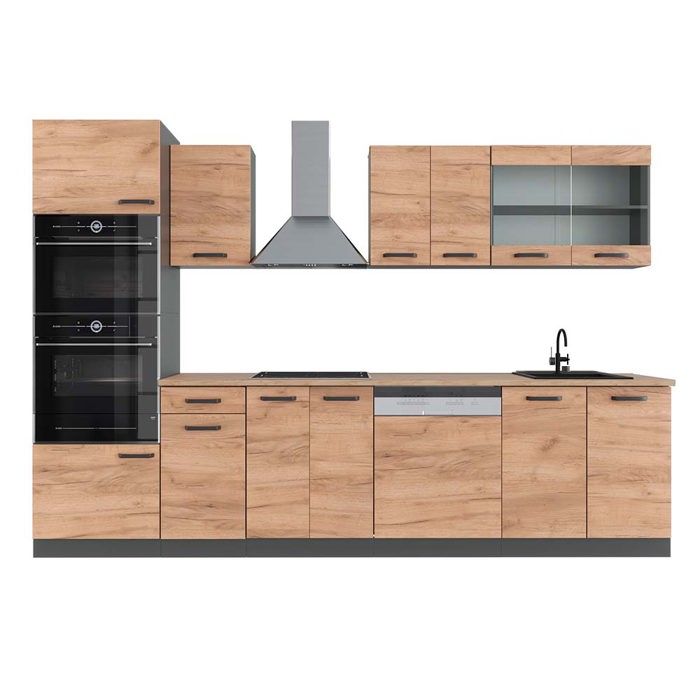 Kitchenette Vicco R-Line - Cuisine Intégrée Anthracite Et Chêne - Neuve