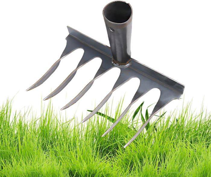 Râteau De Désherbage 5 Dents En Acier Carbone - Solide Et Léger Pour Jardinage