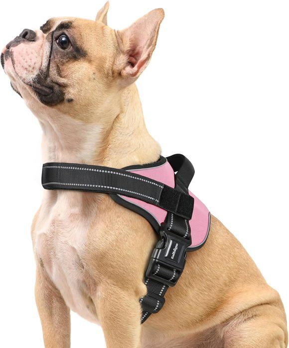 Comparer les prix de Harnais Chien Harnais Anti Traction pour Chien Réfléchissant Réglable Respirant Facile à Mettre avec Poignée Contrôle Rose S