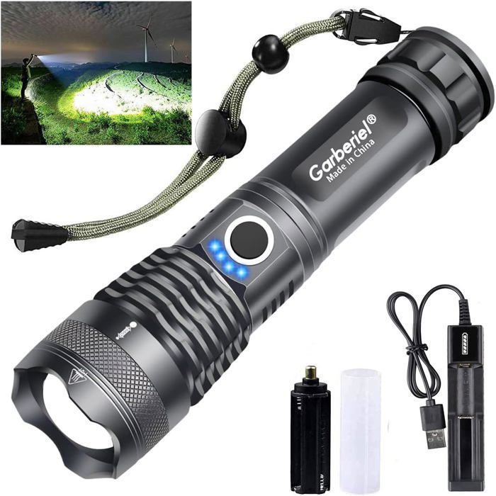Xhp70 Lampe Torche Led Super Lumineuse 20000 Lumens Rechargeable Par