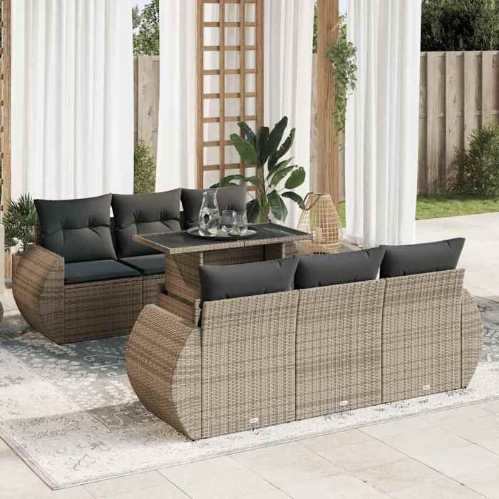 vidaXL Salon de jardin 7pcs résine tressée - vue 2