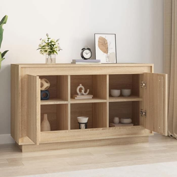 Commode/Buffet contemporain chêne sonoma 102x35x60 cm bois dingénierie LL0000202171