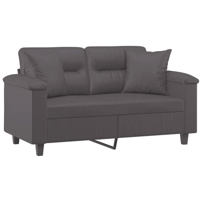 Sofa droit fixe - Clic Clac Canapé 2 places avec oreillers gris 120 cm similicuir CA8944655
