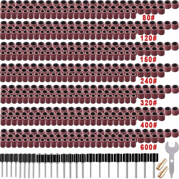 Lot De 100 Manchons De Ponçage 1/4" 80 Grains - Avec 2 Mandrins 1/8", Zaplyte, Neuf