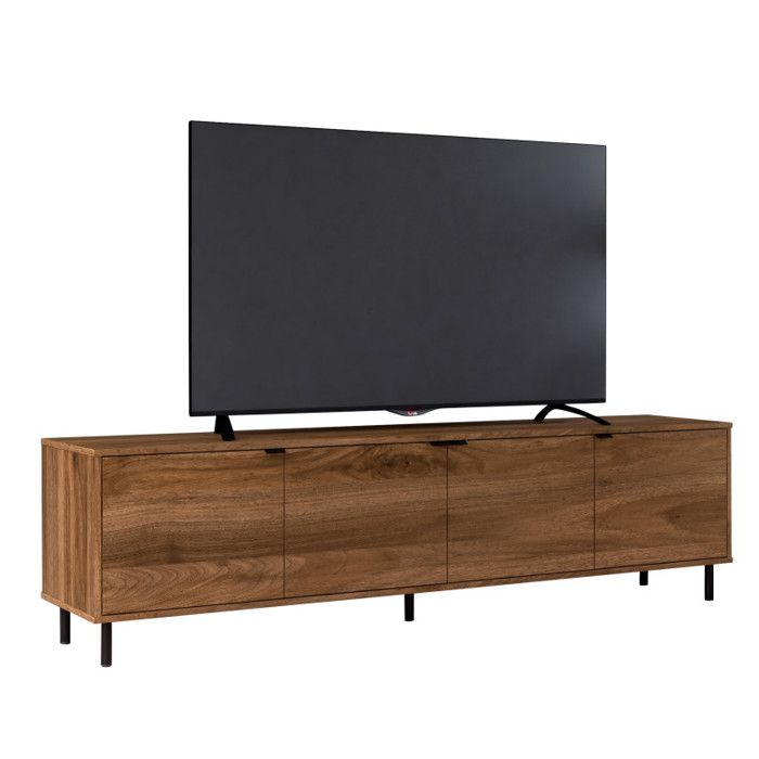 BEAUX MEUBLES PAS CHERS Meuble Tv 80 Pouces 4 Portes 4 Niches Ch&acirc;taignier L 183 H 49 P 38 Cm