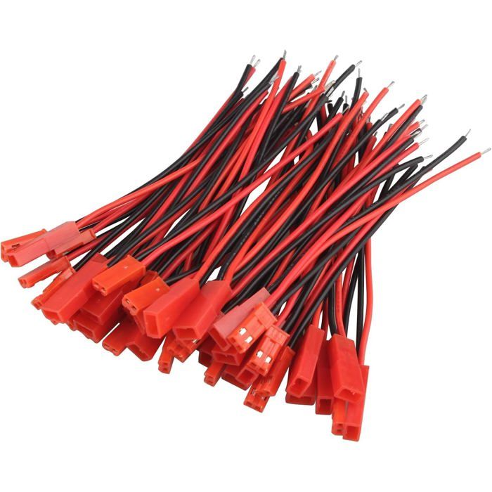 HALJIA 20 Paires 100 Mm 10 Cm JST Connecteur 2 Broches Câble Ligne Fil De Câble Mâle + Femelle Pour Lampe LED Strip RC Toys Batterie