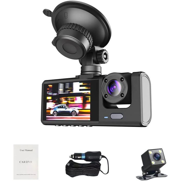 Kit Caméra Embarquée 4 Canaux (2K Avant + 1080P Arrière/intérieurs) – WiFi, App, Carte 64Go, Détection Chocs