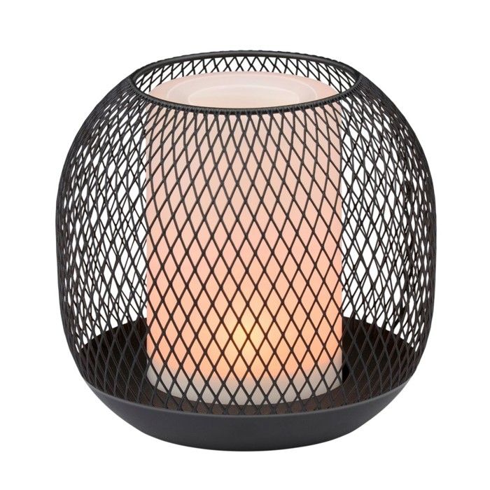 Lampe de table solaire Grundig - Lanterne en métal noir - 13x14 cm