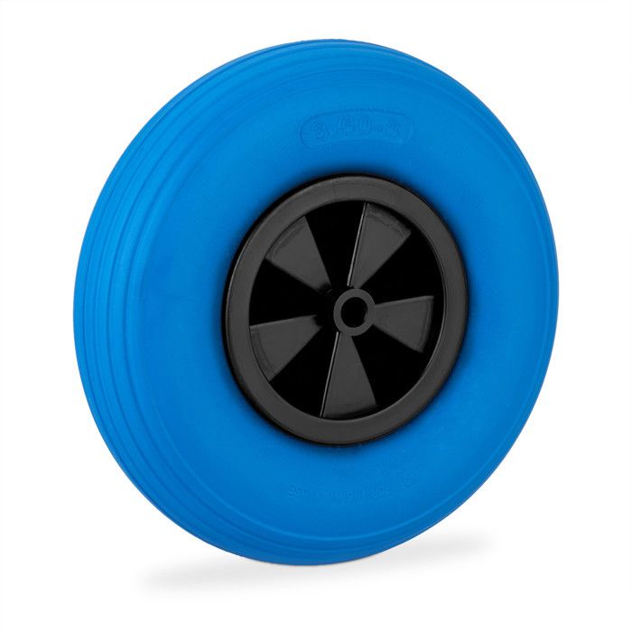 Roue De Brouette 3.50-6 Increvable - Pneu Caoutchouc Jante Plastique Rouge Et Noir, Charge 100 Kg