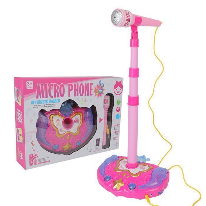 Microphone de karaoké pour enfants avec lumières colorées son clair idéal pour chanter jouets musicaux pour enfant cadeau rose