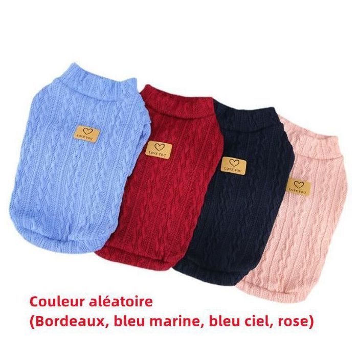 Pull pour chienpull dautomne et dhiver pour animaux de compagniecol Couleur aléatoire bleu PULL