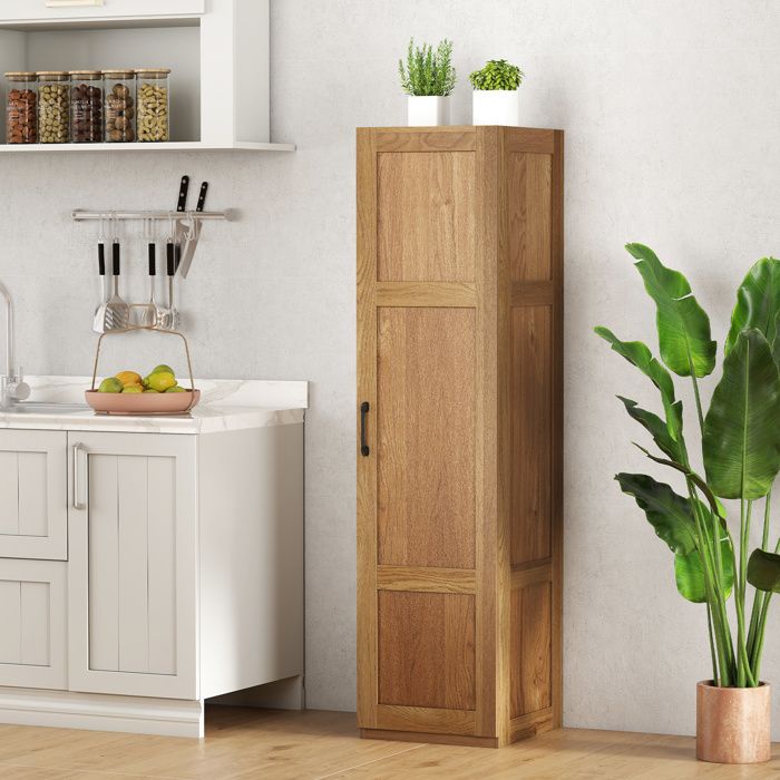 COSTWAY Armoire de Rangement à 4 Niveaux - Porte Kit Anti-Renversement pour Salle à Manger Cuisine Salon Salle de Bain Naturel COSTWAY Armoire de Rangement à 4 Niveaux - Porte Kit Anti-Renversement pour Salle à Manger Cuisine Salon Salle de Bain Naturel