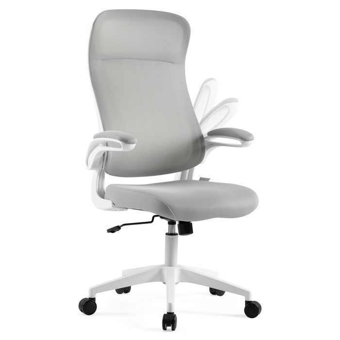 Chaise de bureau ergonomique SENSE7 Revo – dossier en maille assise rembourrée accoudoirs relevables gris