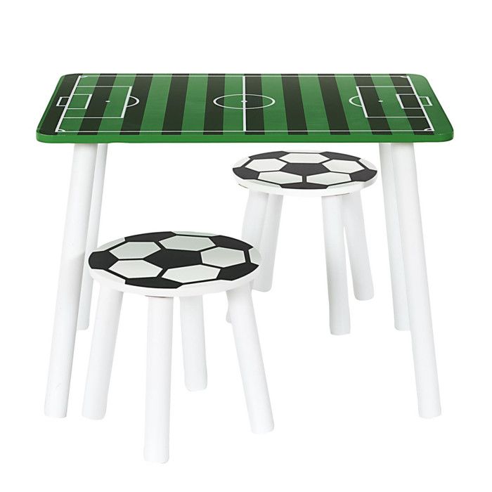 Table et 2 Tabourets - HOME DECO KIDS - Foot - Compact - Pratique - Vert et Noir