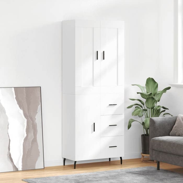 HSF®Meuble de séjour Contemporain - Buffet haut Blanc 695x34x180cm - Bois dingénierie ckd98909
