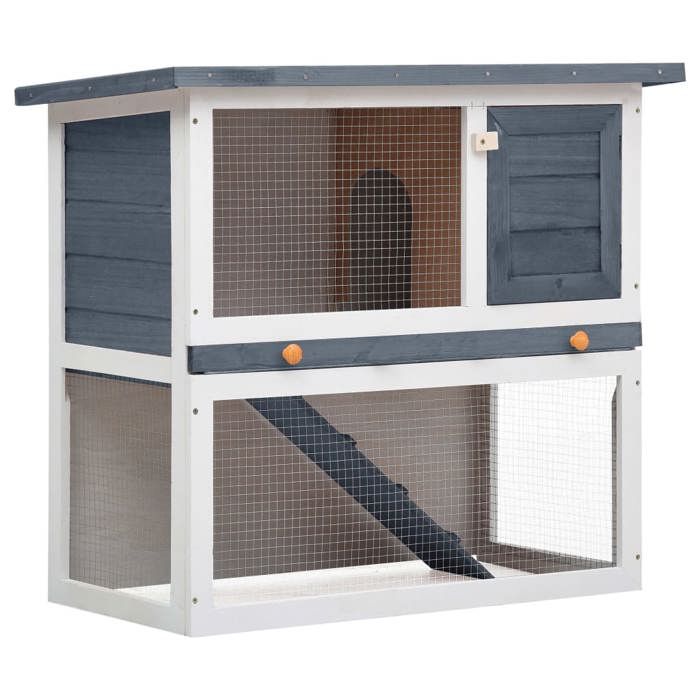 Clapier dextérieur - vidaXL - 1 porte - Gris - Bois - 90x45x80 cm