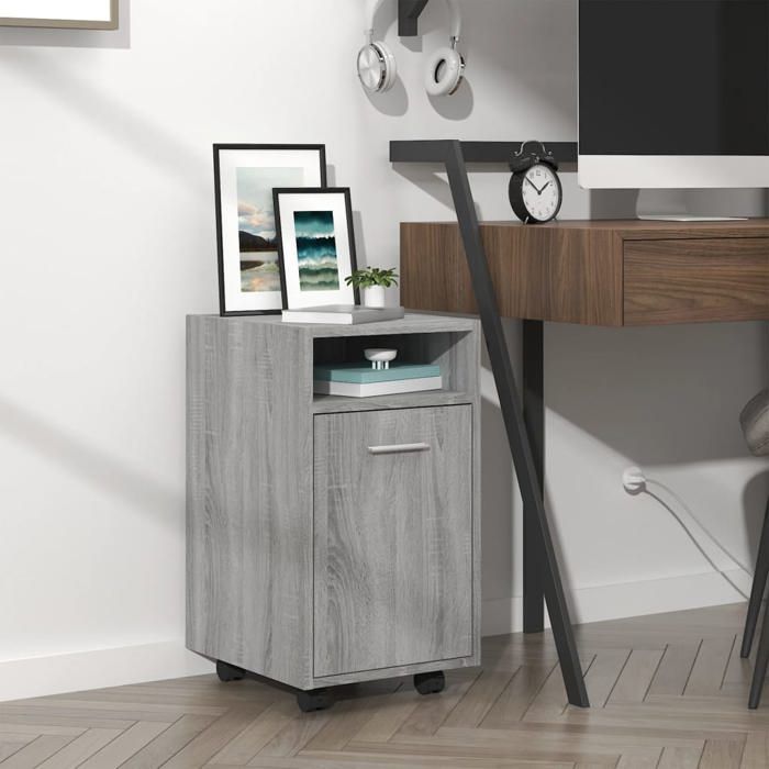 Desserte de rangement sonoma gris style classique en bois dingénierie 33x38x60 cm avec porte rangement pour salon