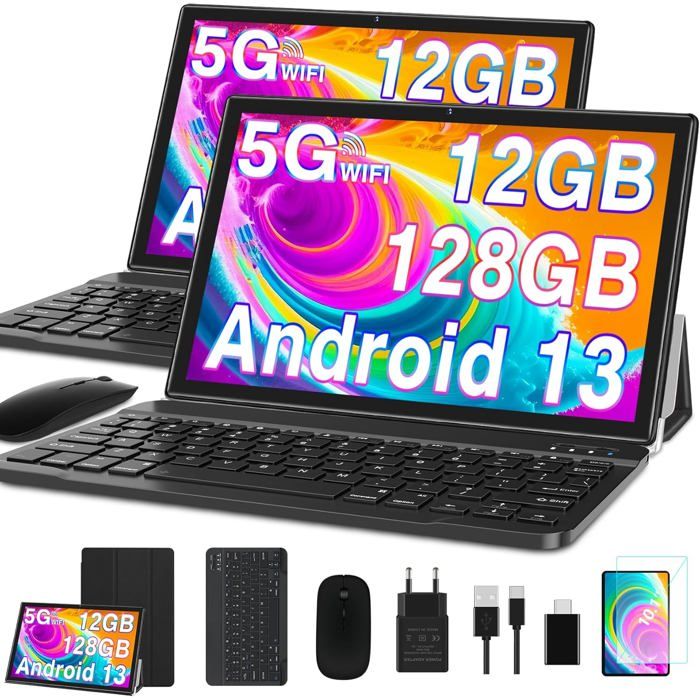 BESTTAB A10 Tablette Enfants 10 Pouces Android 14, 12Go +128Go(TF 2To) Octa Core Tablette éducative, 5100mAh 10W Contrôle Parental Tablette Tactile Éducative avec Kid-Proof, GMS, WiFi 6, Face ID