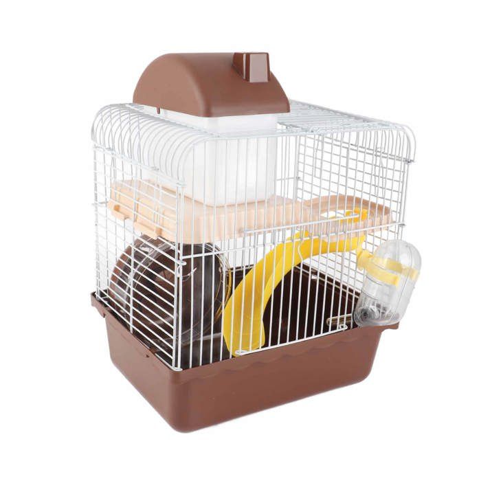 Meilleurs prix pour Cage à Hamster à 2 niveaux grand espace châssis haut Design habitat pour animaux de compagnie petits animaux marron -SALALIS