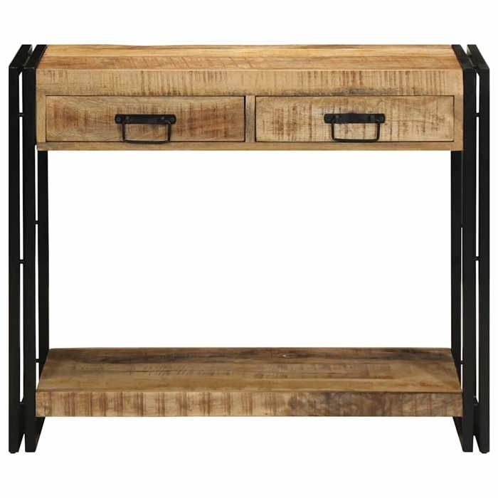 Marron Table console - CLARENCE - Meuble couloir - Marron 90x33x75 cm - bois de manguier massif CC583