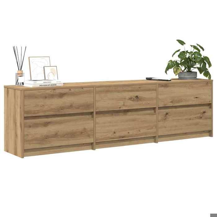 Sarazyj®Banc TV - meuble hifi - Beige Unites TV Design mural - Lot de 2 - chêne artisanal - 180 x 34 x 50 cm - 48644