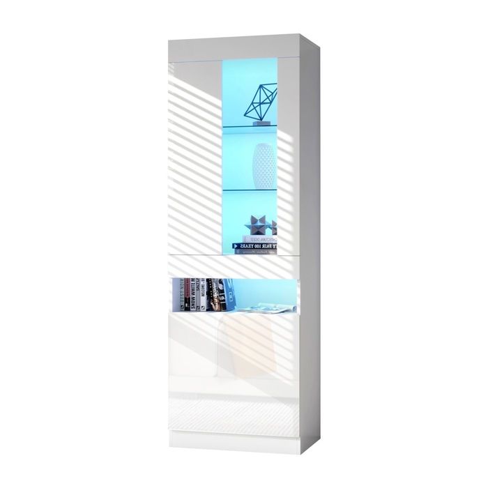 Vitrine Murale LED Blanc 16 Couleurs - Armoire Éclairée avec Rangement Style Contemporain Lumineux pour Salon Vitrine Murale LED Blanc 16 Couleurs - Armoire Éclairée avec Rangement Style Contemporain Lumineux pour Salon