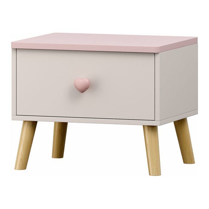 Table de chevet - HELLOSHOP26 - Modèle enfant - Blanc et rose - 1 tiroir cœur - Bois MDF et pin Table de chevet - HELLOSHOP26 - Modèle enfant - Blanc et rose - 1 tiroir cœur - Bois MDF et pin