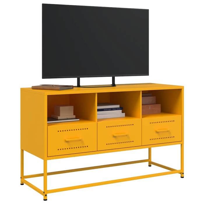SALE Janvier MODERNE Cabinet TV - MGH - MEUBLE TV/HIFI - Avec rangement - jaune moutarde 1005x39x605 cm acier TT1546