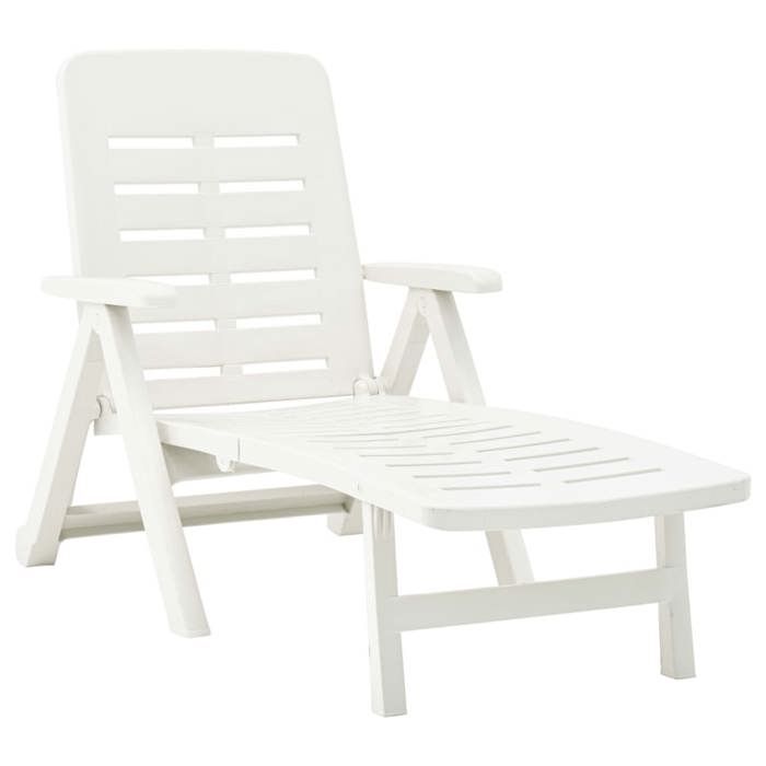 Blanc Chaise longue pliable Plastique Blanc - Bain de soleil H17987