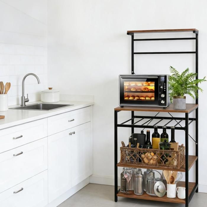SUPFINE Desserte de Cuisine Industriel Étagère de Cuisine Meuble de Rangement pour Cuisine Salle à Manger Salon 59×38×142cm