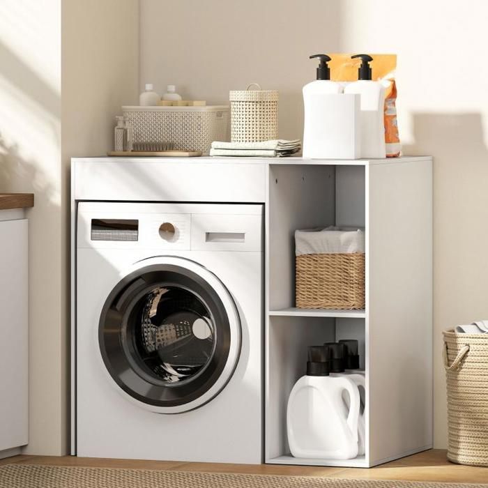 Meuble de rangement au-dessus du lave-linge organisateur de salle de bain au-dessus des toilettes blanc