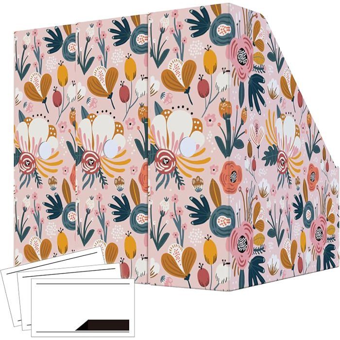 Lot de 6 porte-revues en carton Organiseur de fichiers de magazines de qualité supérieure grande boîte de 6 Pack