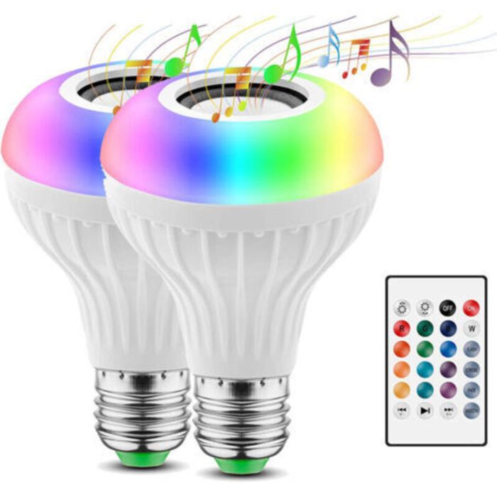 Lot de 2 Ampoules LED Intelligente E27 Bluetooth Smart Bulb BLEOSAN Ampoule Connectee Synchroniser avec Rythme de Musique